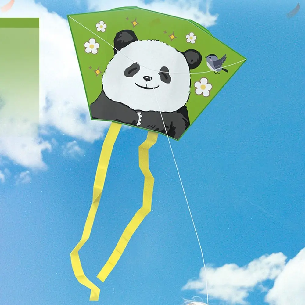 Rahmenloser Taschendrachen mit Frühlingsausflug, einfach zu fliegen, handgehaltener Cartoon-Panda-Winddrachen, Tier, 50 Meter Drachenlinie
