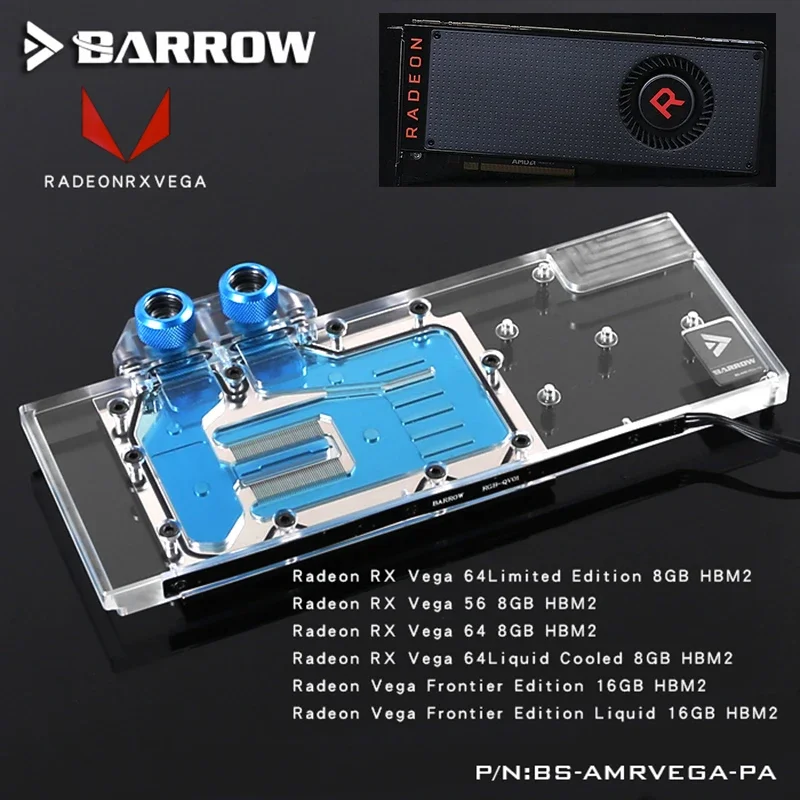 BARROW blocco scheda grafica Full Cover uso per AMD Radeon RX VEGA 64/versione pubblica VEGA 56 Frontier GPU radiatore blocco rame