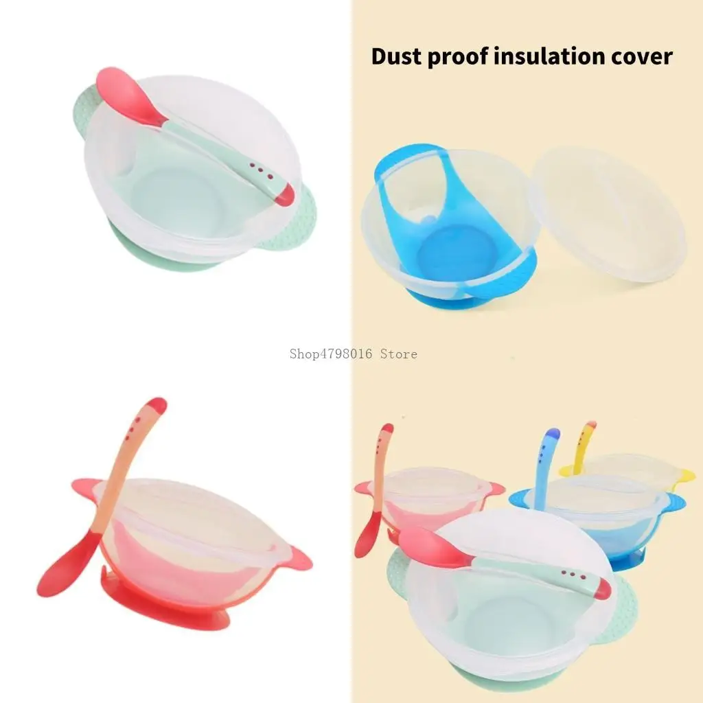 

Silicone Suction Bowl and Matching Spoon Set Long Handle Design For Baby 6M+