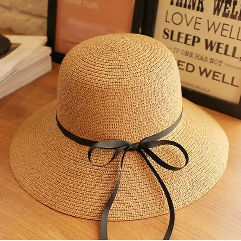 Summer Straw Hat Big Wide Brim Beach Sun Hat Straw Floppy Sun Block UV Protection Hat Bohemia Cap