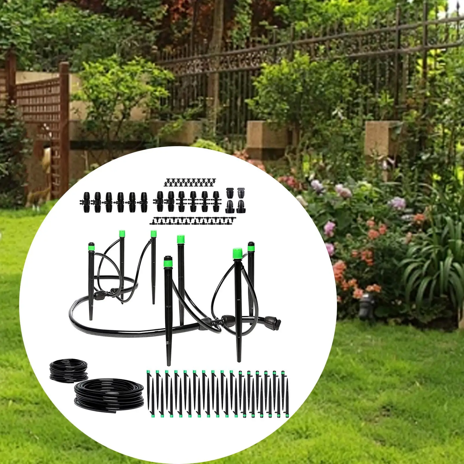 

Garden Drip Irrigation System 4 Ways 2 Ways 1 Way Couplers Adjustable Emitters Multipurpose for Flower Beds Simple Installation