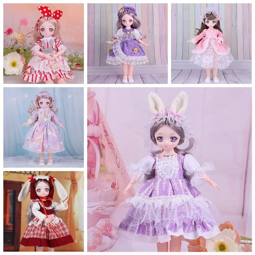 

Pink Eyed 30cm Doll with Clothes Princess Style Set with Clothes 1/6 Bjd Doll Fashion 1/6 30cm 3D Simulated Hinge Doll