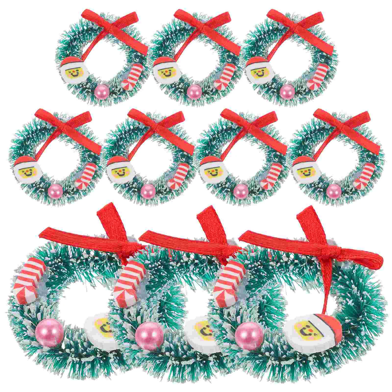 10 ชิ้นตกแต่งคริสต์มาส Garland หิมะภูมิทัศน์ Props Miniature Xmas ตุ๊กตาเครื่องประดับต้นไม้สําหรับห้องนอน