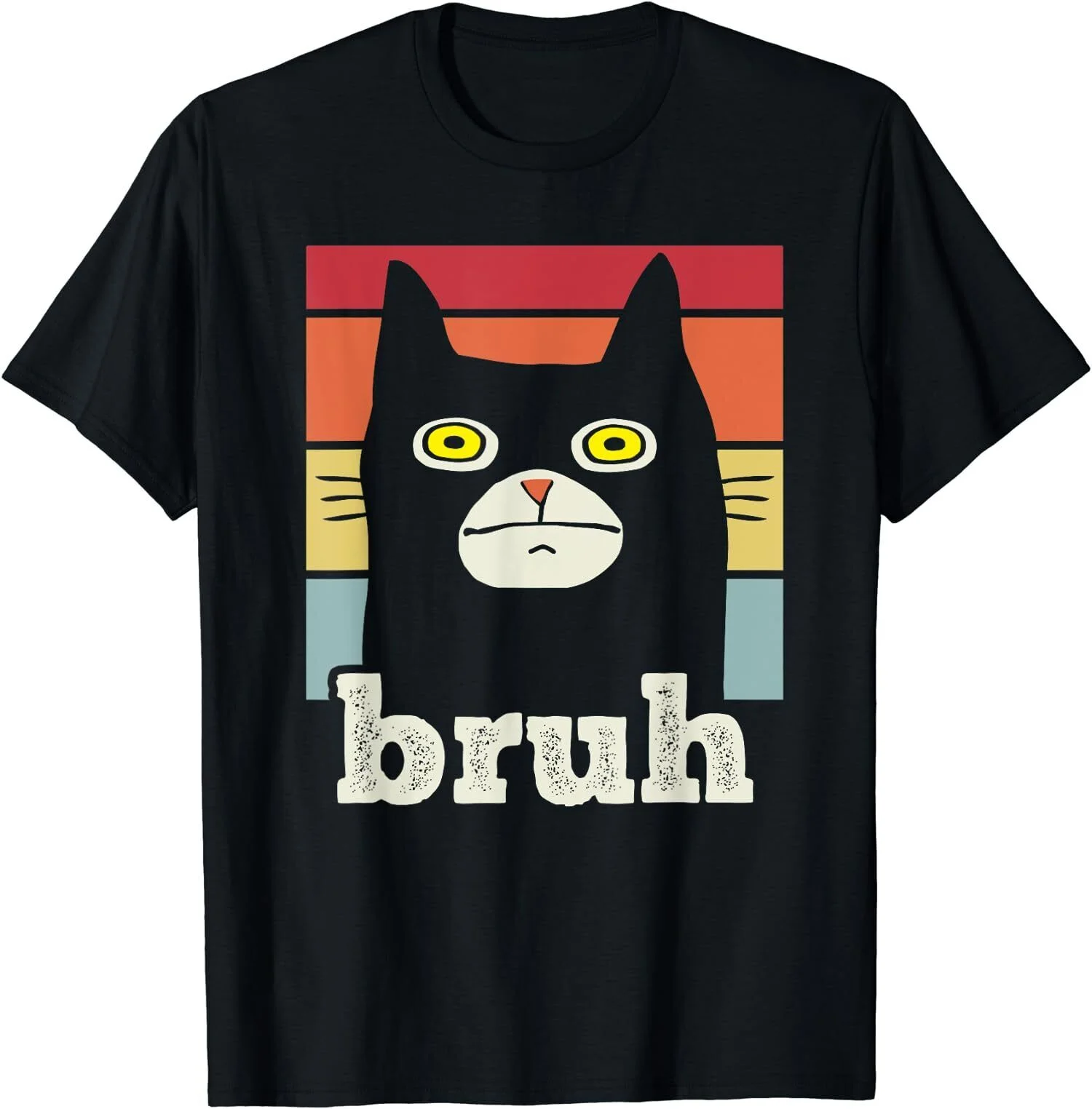 Funny Meme Saying Bruh With Cat Greetings Men T-Shirt