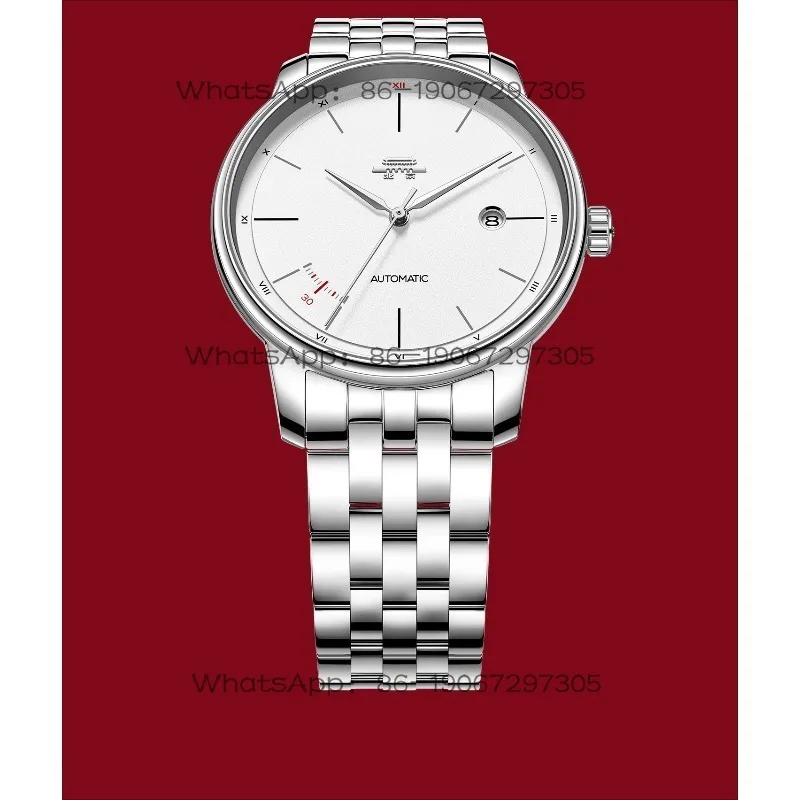 Fully Automatic Mechanical Watch Business Steel Belt Waterproof Transparent White Disc Watch