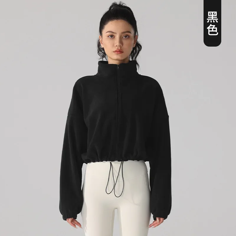 New Women's Autumn And Winter Thick Fleece Stand Up Collar Fitness And Leisure Lamb Wool Sports Jacket