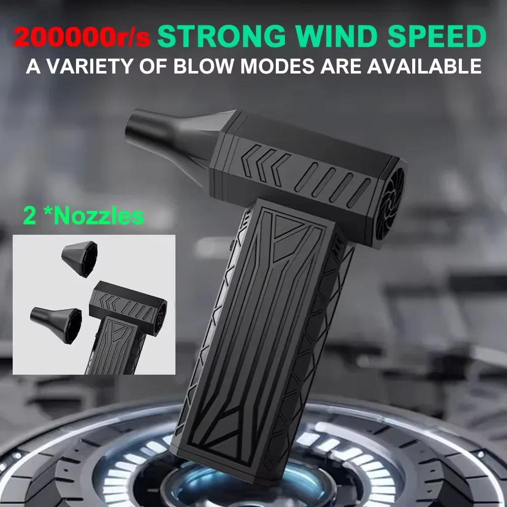 Ventilador violento 200000 Potente soplador de aire RPM, aspirador de polvo, carga tipo C, vientos fuertes, soplador de chorro Turbo sin escobillas de 52 m/s