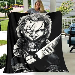 Horror Movie Characters Chucky Freddy Clown Blanket,Flannel Blanket Throw Blanket,Warm Blanket for Living Room Bedroom Beds Sofa