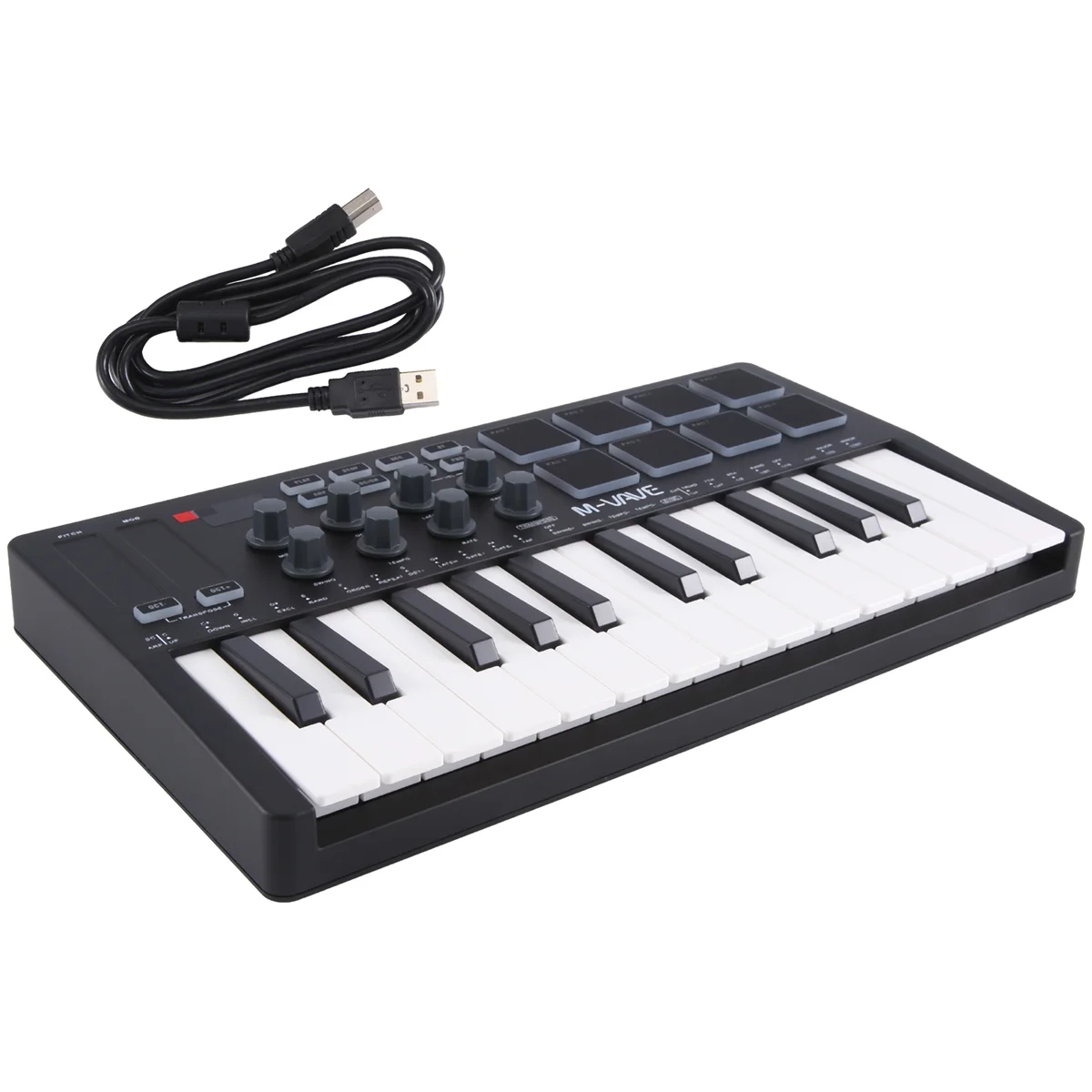 

A14M MIDI 25-Key USB MIDI Keyboard Controller Portable Arranger Keyboard Rgb Pad USB Midi Controller Keyboard Black+White
