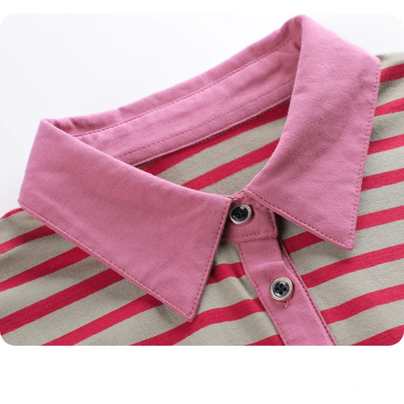 Primavera autunno vestiti bottone Tee Shirt Femme colletto rovesciato T Shirt donna manica lunga cotone magliette Casual allentate femminili