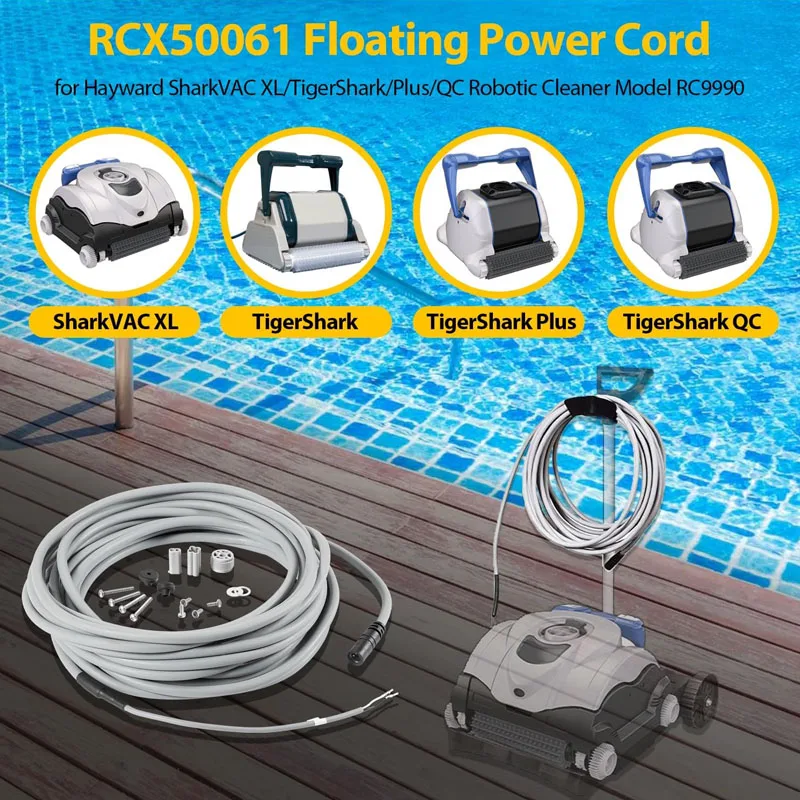 RCX50061 Floating Power Cord Assembly Replacement for Hayward SharkVAC XL/TigerShark/Plus/QC Robotic Cleaner Model RC9990