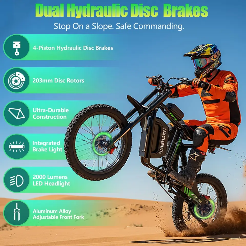 R3 50MPH Electric Dirt Bike 60V25Ah 1500Wh Battery 6000W Electric Bike Max 50Miles Ebike 19" Motorcycle Dual Hydraulic Brake image 7