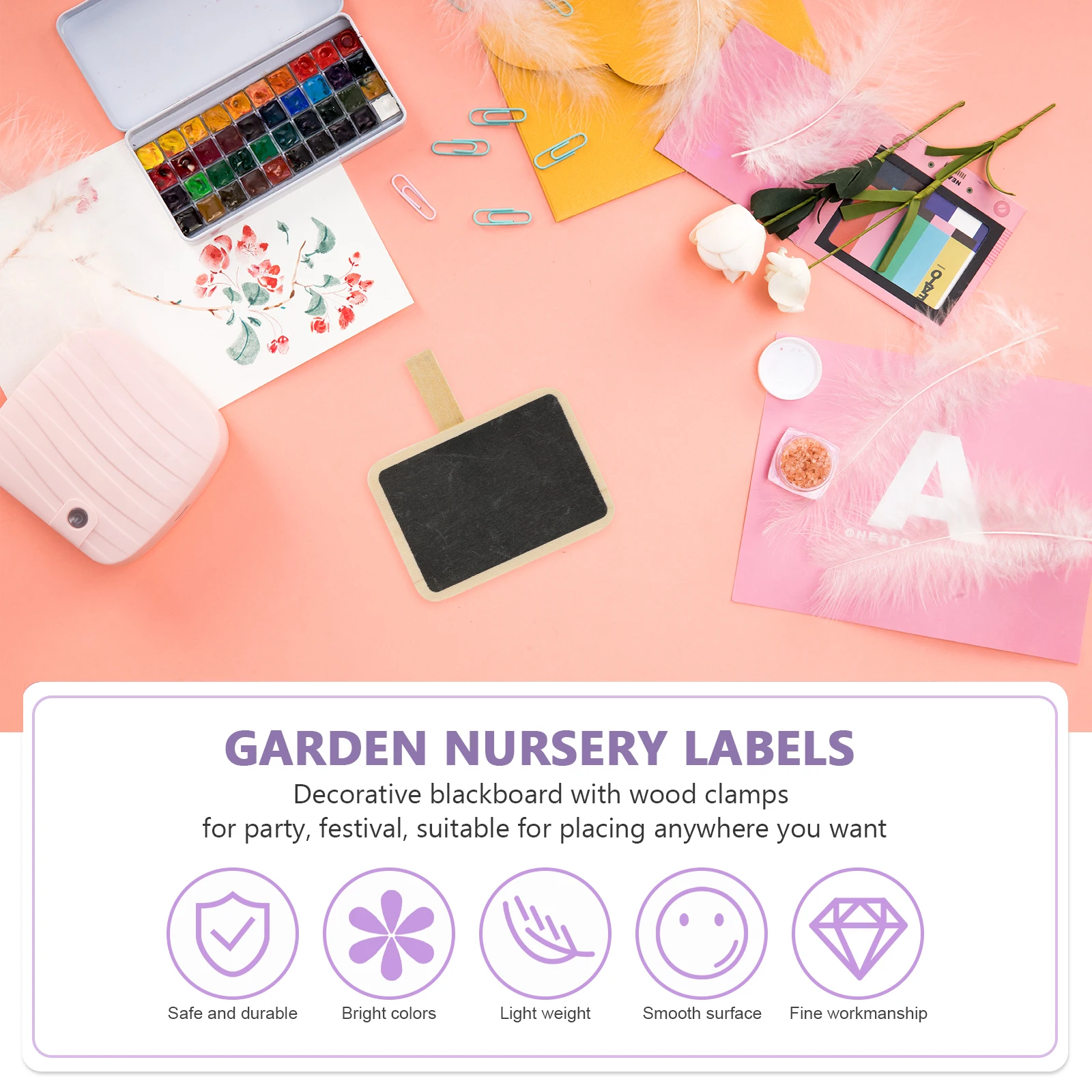 

10Pcs Mini Chalkboard Clips Blackboards with Wooden Clamps Decorative Message Boards Food Label Clip for Events Cafe Garden