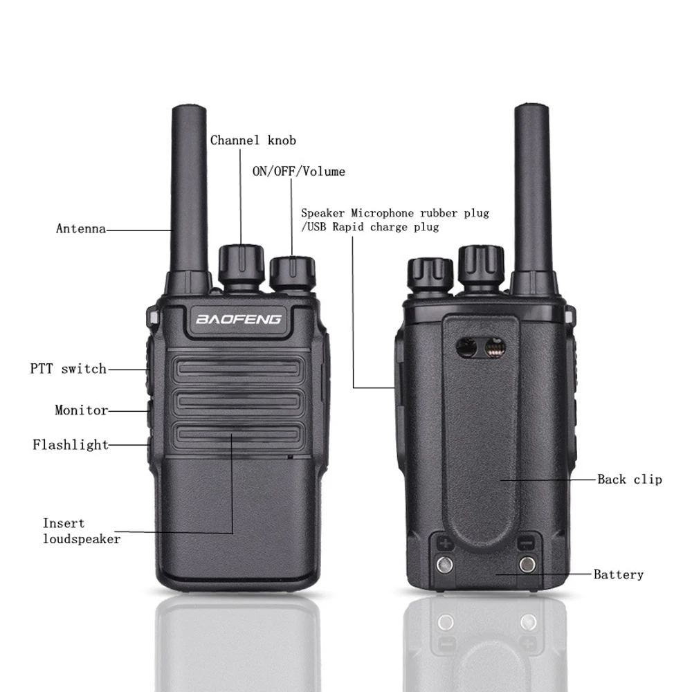2 шт. BF-V8 портативная двусторонняя рация 5 Вт UHF 400 ~ 470 МГц мини двусторонняя радиосвязь USB зарядное устройство для кемпинга для детей подарок на день рождения