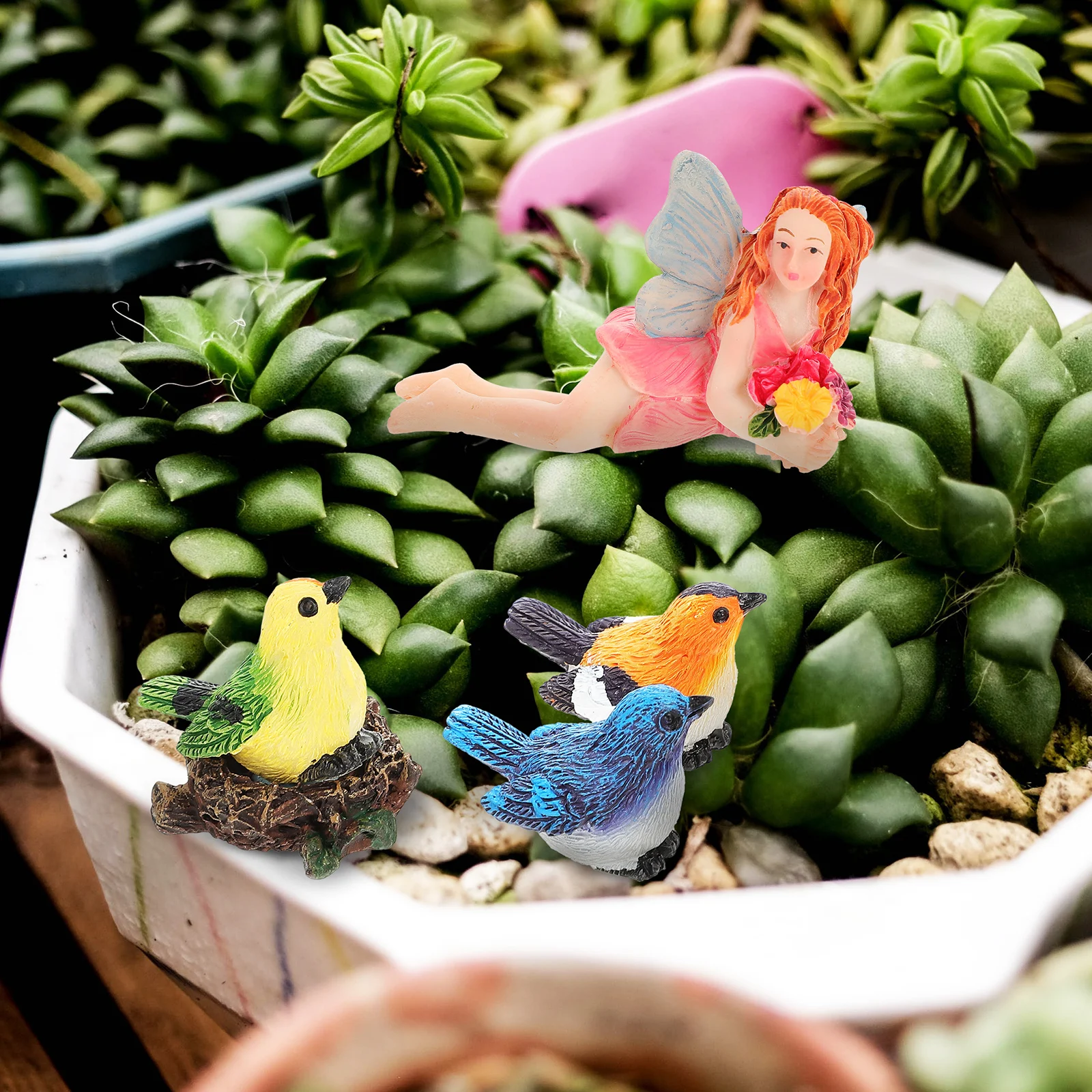 

1Set Resin Simulation Bird Ornament Small Decorative Garden Balcony Patio Desktop Micro Landscape Art Decoration