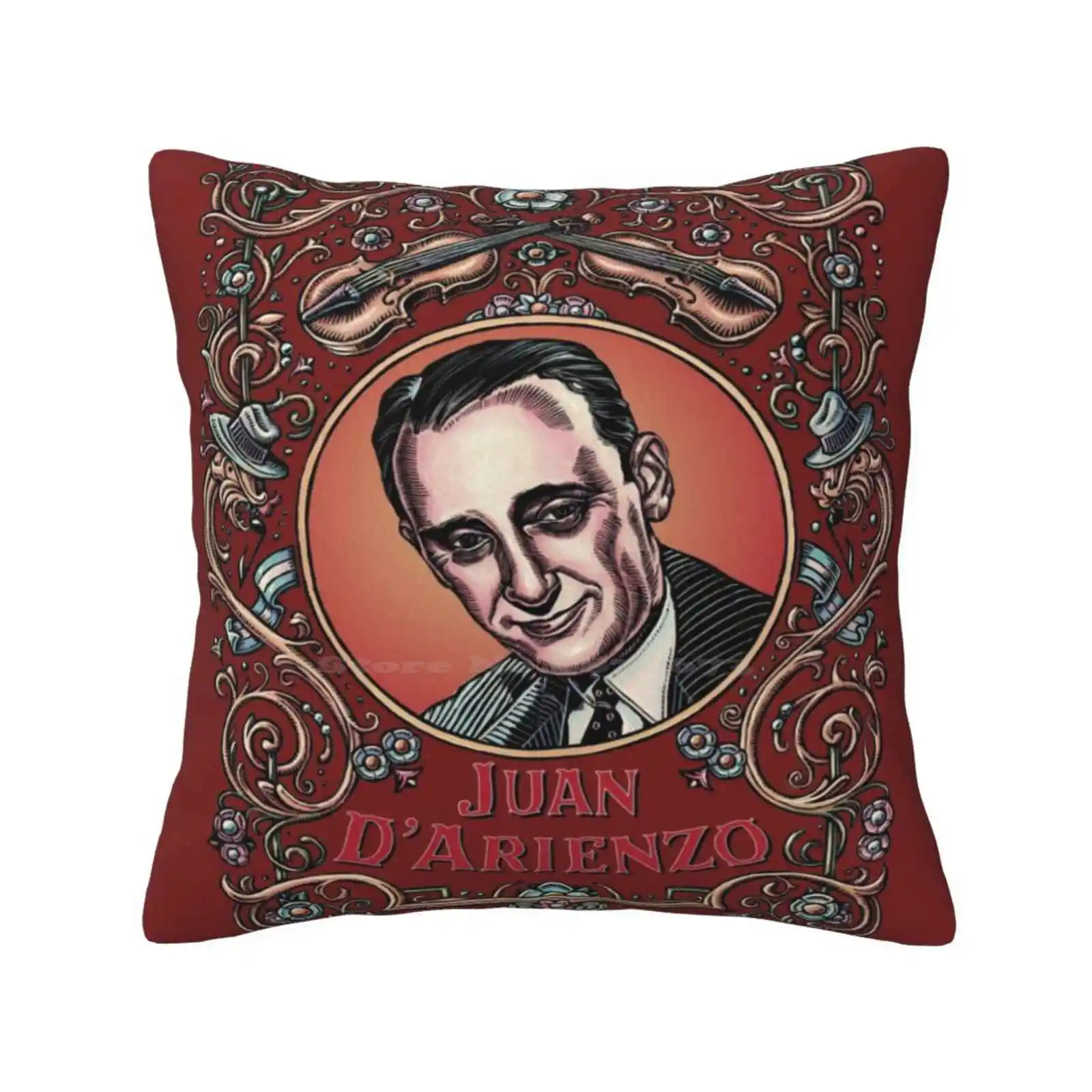 Juan D'Arienzo Home Sofa Car Cushion Cover Pillowcase Argentina Juan Darienzo Pianist Buenos Aires Fileteado Orchestra Orquesta