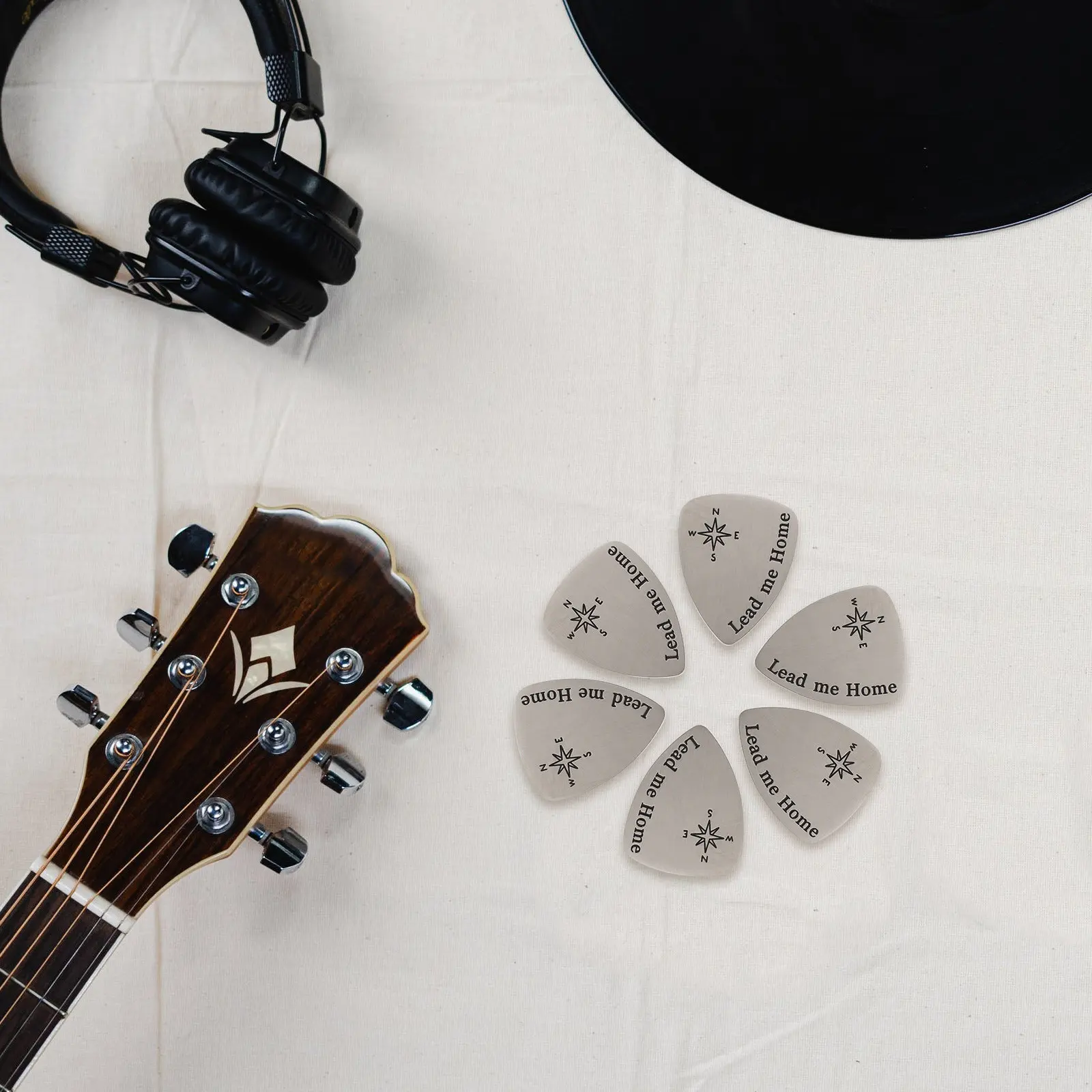 6Pcs Premium Titanium Steel Guitar Picks for Electric Acoustic Bass Ukulele Fine Workmanship Smooth Edge Accurate Tone Control