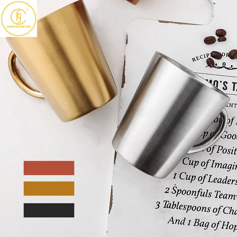 310/350ml 304 Stainless Steel Double Layer Mugs Coffee Cup Creative Water Cup Heat Insulation Beer Cup Stainless Cup Drinkware