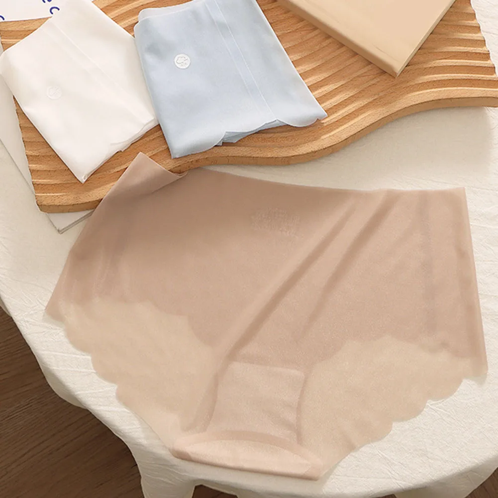 Women's Ultra-thin Transparent Ice Silk Thongs Nude Mid Waist Very Hot Lingerie Triangle Underwear Sexy Lingeries Women Panties