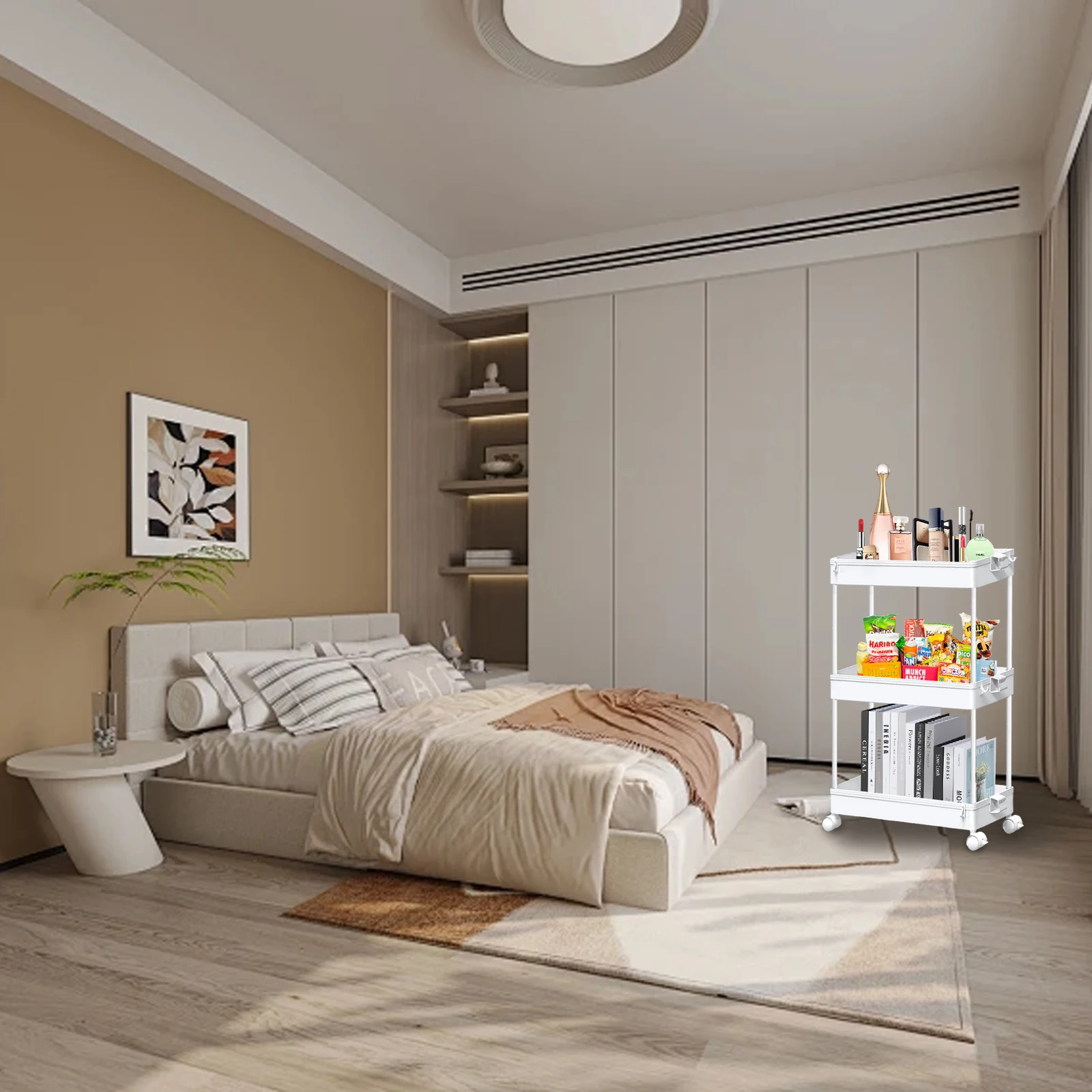 Ultra-thin Rolling Storage Car, Adjustable Three-layer Storage Car, Versatile And Easy to Install, Stable and Flexible