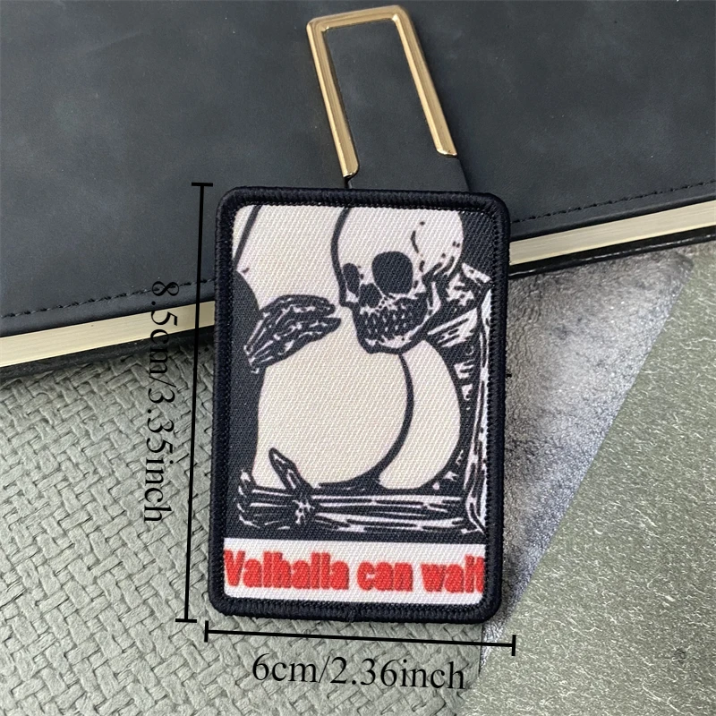 Valhalla يمكن أن ينتظر شارة المعنويات التكتيكية التصحيح الجمجمة عقد الفخذ شارة العسكرية هوك وحلقة الملابس على ظهره ملصقات