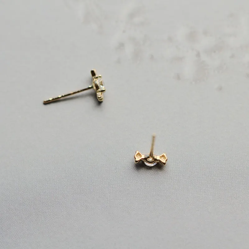 925 Sterling Silver Plated 14K Gold Zircon Candy Kolczyki dla kobiet Koreańskie Mini Śliczne Akcesoria Biżuteryjne — zdjęcie 7