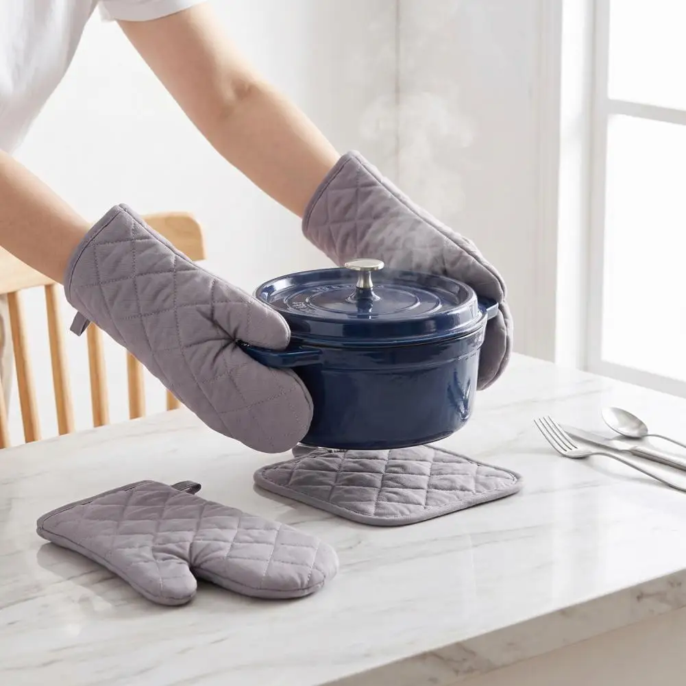 Non Slip Pot Holders Heat Resistant Oven Mitts 4pcs Oven Mitts Pot Holders Set Heat Resistant Cotton Kitchen Gloves Quilted