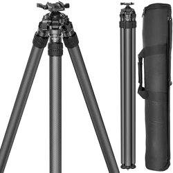 WEYLLAN HN402 Carbon Fiber Tripod for Hunting 70.08'' Inverted Carbon Shooting Tripod with 52mm Lever Ball Head 2-Section Tripod