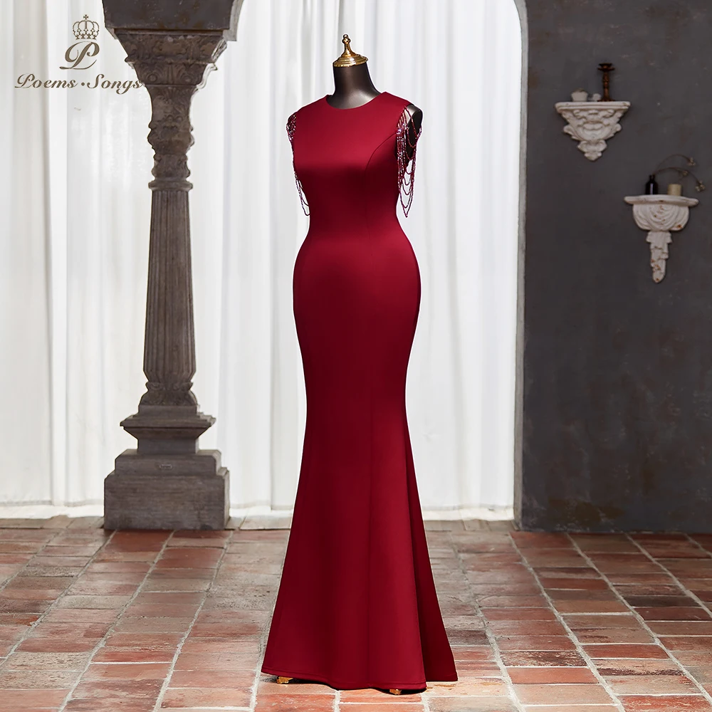 Customized Burgundy Satin Mermaid Evening Dress Floor-Length Bodycon Party Gown Formal Prom Wear for Women vestidos de fiesta