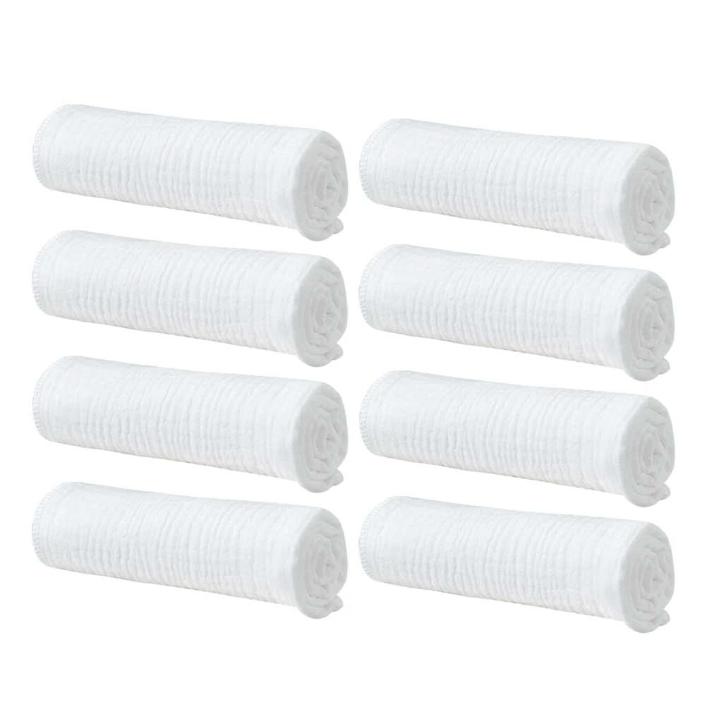 

8pcs Cotton Gauze Diapers 43x45cm White Reusable Baby Newborn Toddler Muslin Cloth Washcloths Burp Cloth diapers Flat Fold