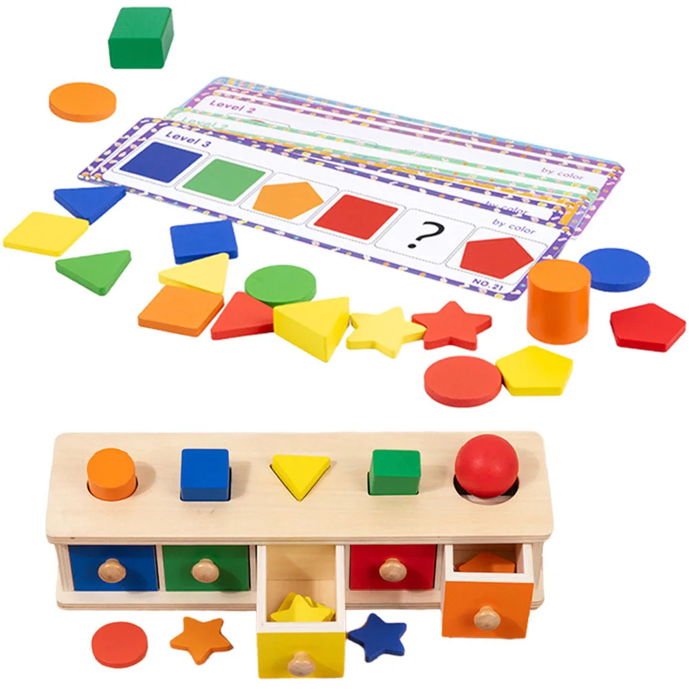 1 set 1 Set Of Color Number Matching Box Kids Shape Sorting Toddler Learning Puzzle Educational Wooden For 2 Year Old Fine Motor