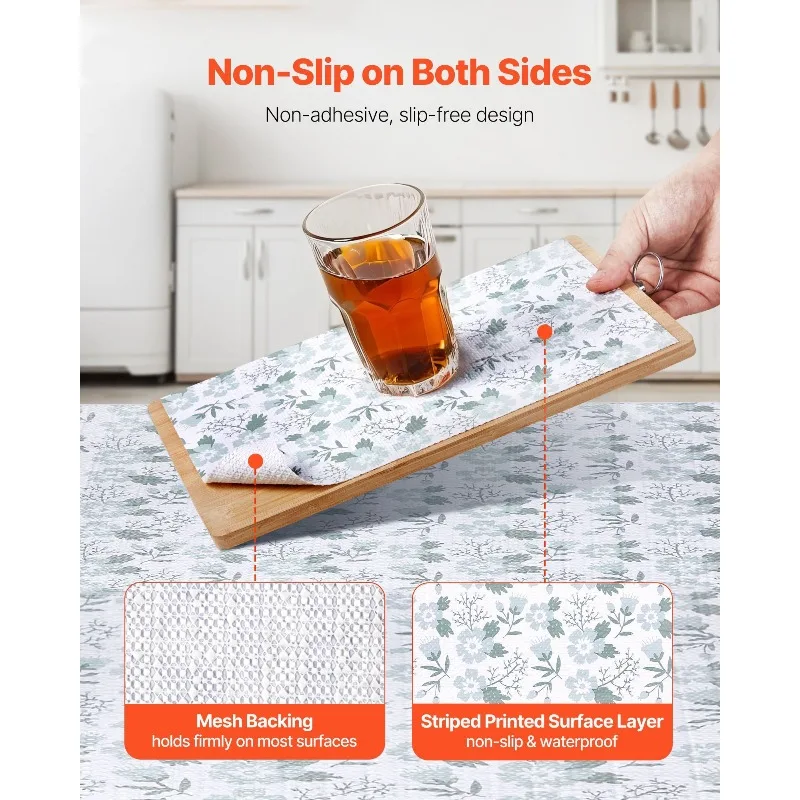 Gaveta floral clássica e forro de prateleira para armário de cozinha não adesivo 23 pés