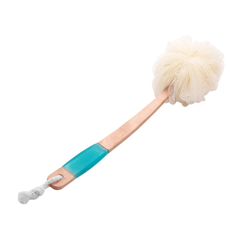 Épurateur de dos en éponge Loofah pour hommes et femmes, manche long, brosse expansive pour le bain et la douche, pouf Luffa sur un anciers, déterminer