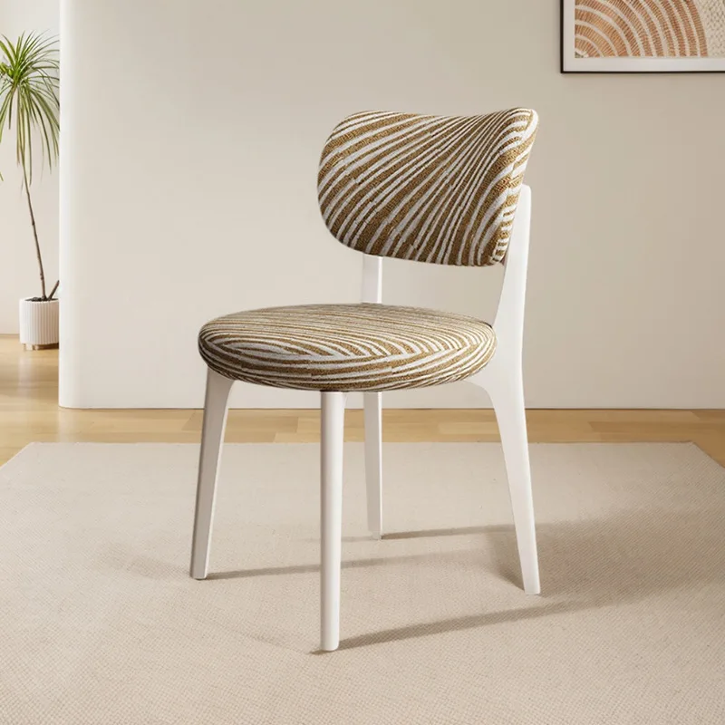 DSA solid wood dining chair cream dining table and chairs cotton linen home backrest restaurant hotel retro chair