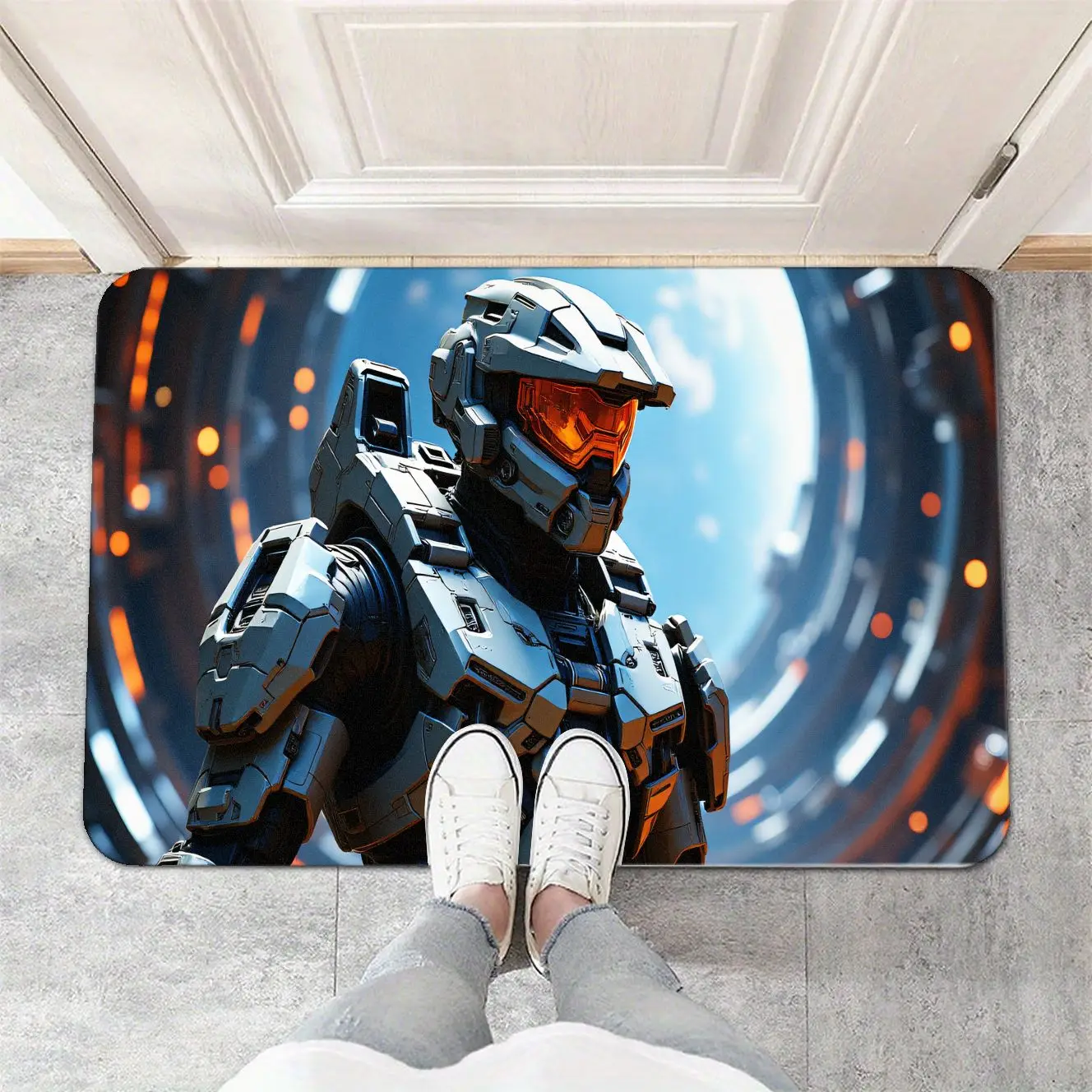 

MatMuse Master Chief Halo Spartan Armor Home Soft Diatomaceous Earth Mat Floor mats Soft Non-Slip Quick-Drying Tech Carpet