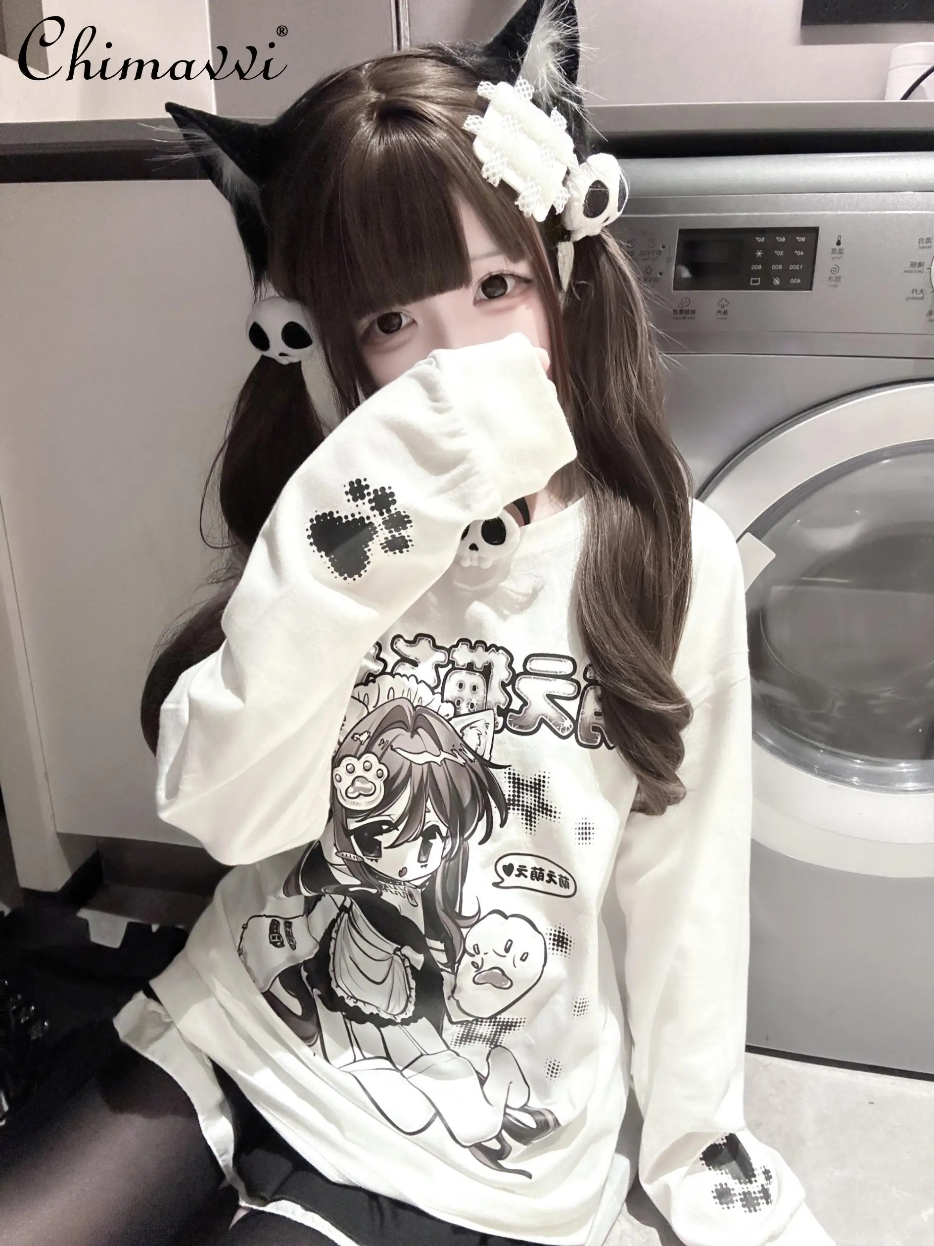 

Original Japanese Mine Top Cotton Maid Spring and Autumn New Fashion Long-sleeved Subculture Round Neck Long-sleeved Sweatshirt