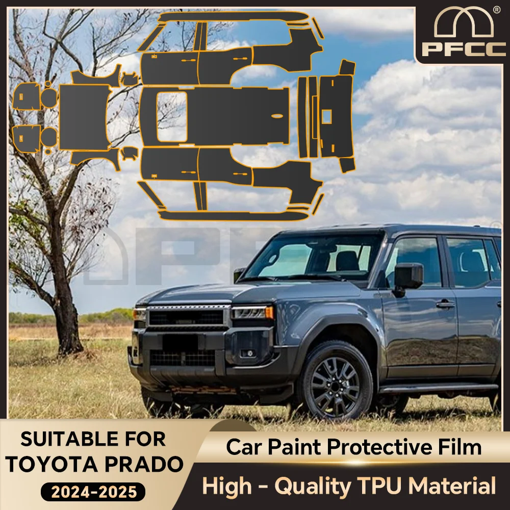 

TPU Car Paint Protection Film For Toyota Prado 2024 2025 Pre Cut PPF Body Sticker Kit Styling Accessories Transparent Film