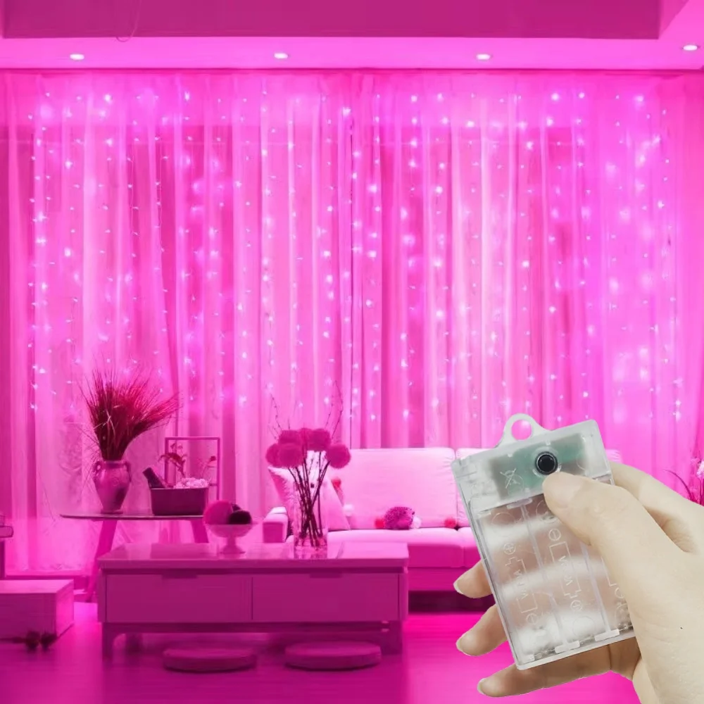 

Светодиодная гирлянда-штора на батарейках для свадьбы, декора дома на Рамадан, День святого Валентина 2026, Ид Мубарак, украшения для спальни