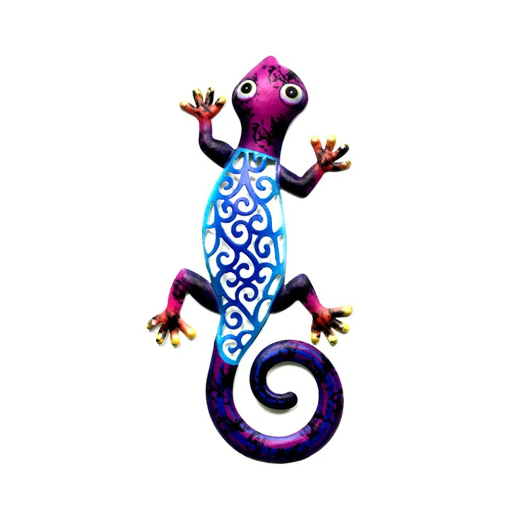 

Metal Gecko Wall Decor Cartoon Outdoor Hanging Home Decoration Funny Pendent Artwork Large Ornaments Window Yellow