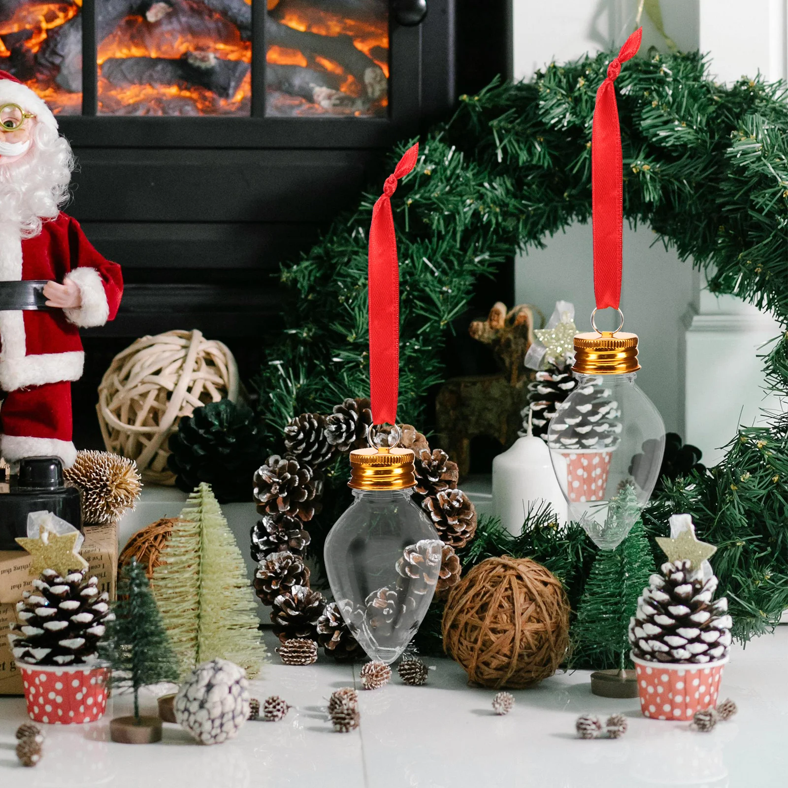 

12Pcs Clear Plastic Ornaments Fillable Hanging Christmas Decor Mini Juice Bottles DIY Holiday Treats Clear Plastic Ornaments