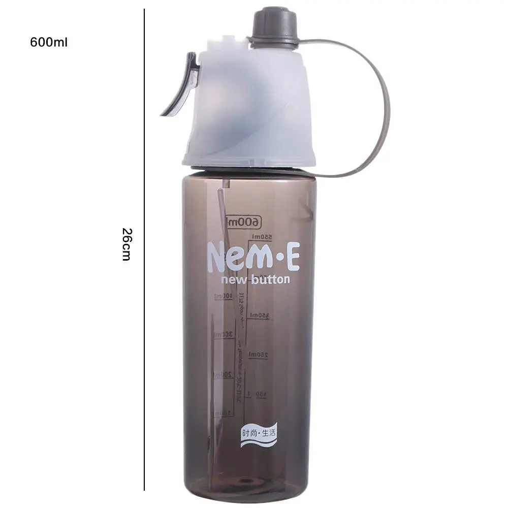 Creative With Straw Water Bottle Drinkware Leak Proof Drink Spray Cup 600ML Spray Spray Water Bottle Hiking