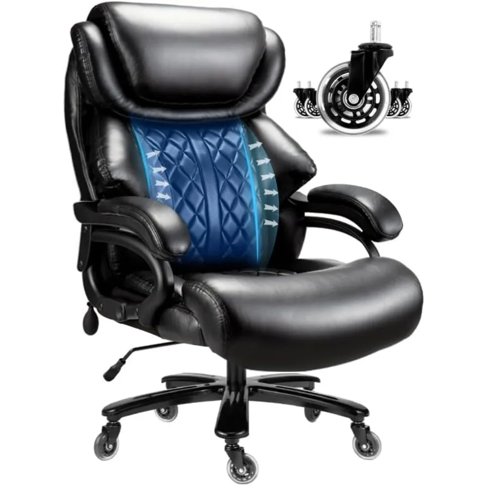 

Big and Tall Office Chair 800lbs- High Back Executive Computer Chair for Heavy People with Adjustable Lumbar Support and Quiet W