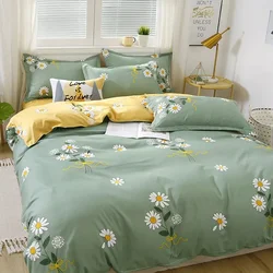 Cotton Four-Piece Set Household Double-Sided Color Matching Plant Flower Printing and Dyeing Bed Sheet Student Dormitory Bedding