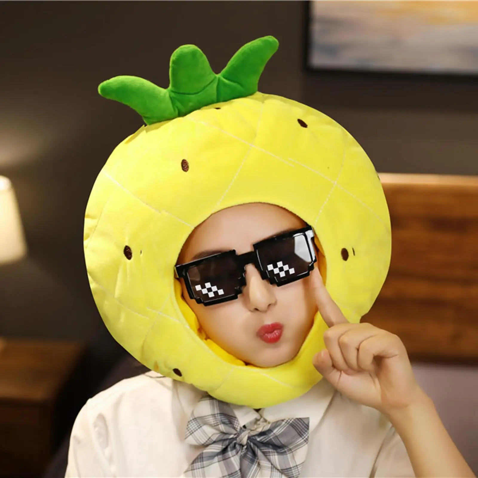 Pineapple Hats Plush Comfortable Photo Props Warm Funny Cartoon Novelty Decorations Fruits Hat for Masquerade Friend Girl Boy