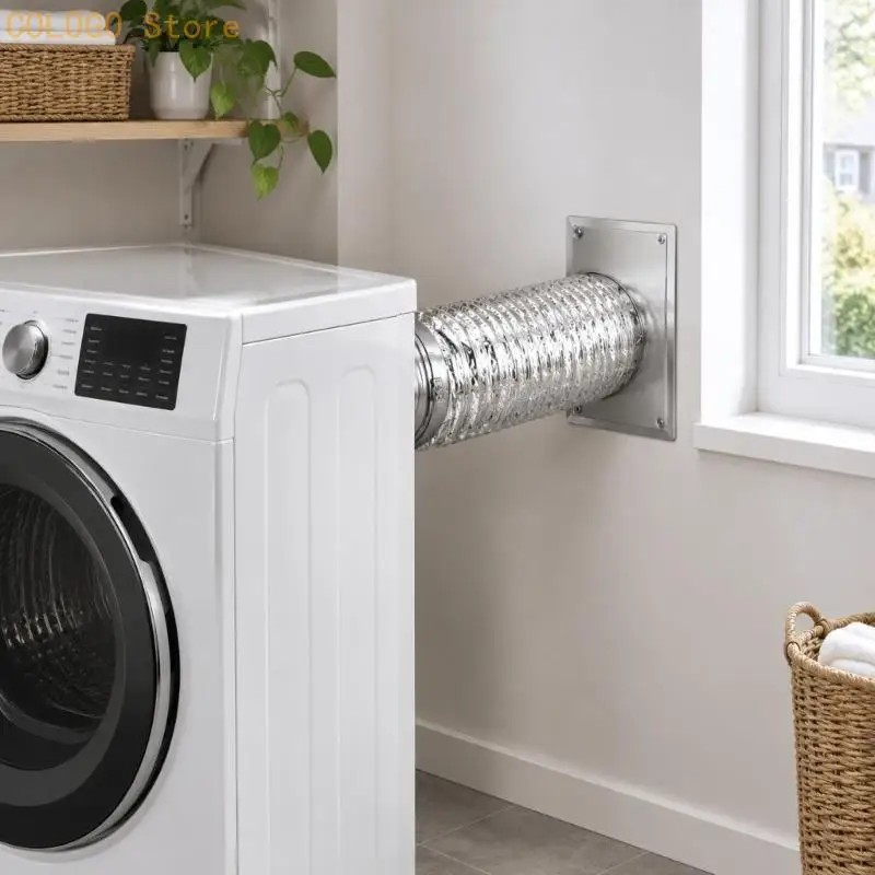 Dryer Exhaust Installation Package with Two Wall Plates, Flexible Duct, and Exterior Cover for Bathroom Exhaust Routing D0LD
