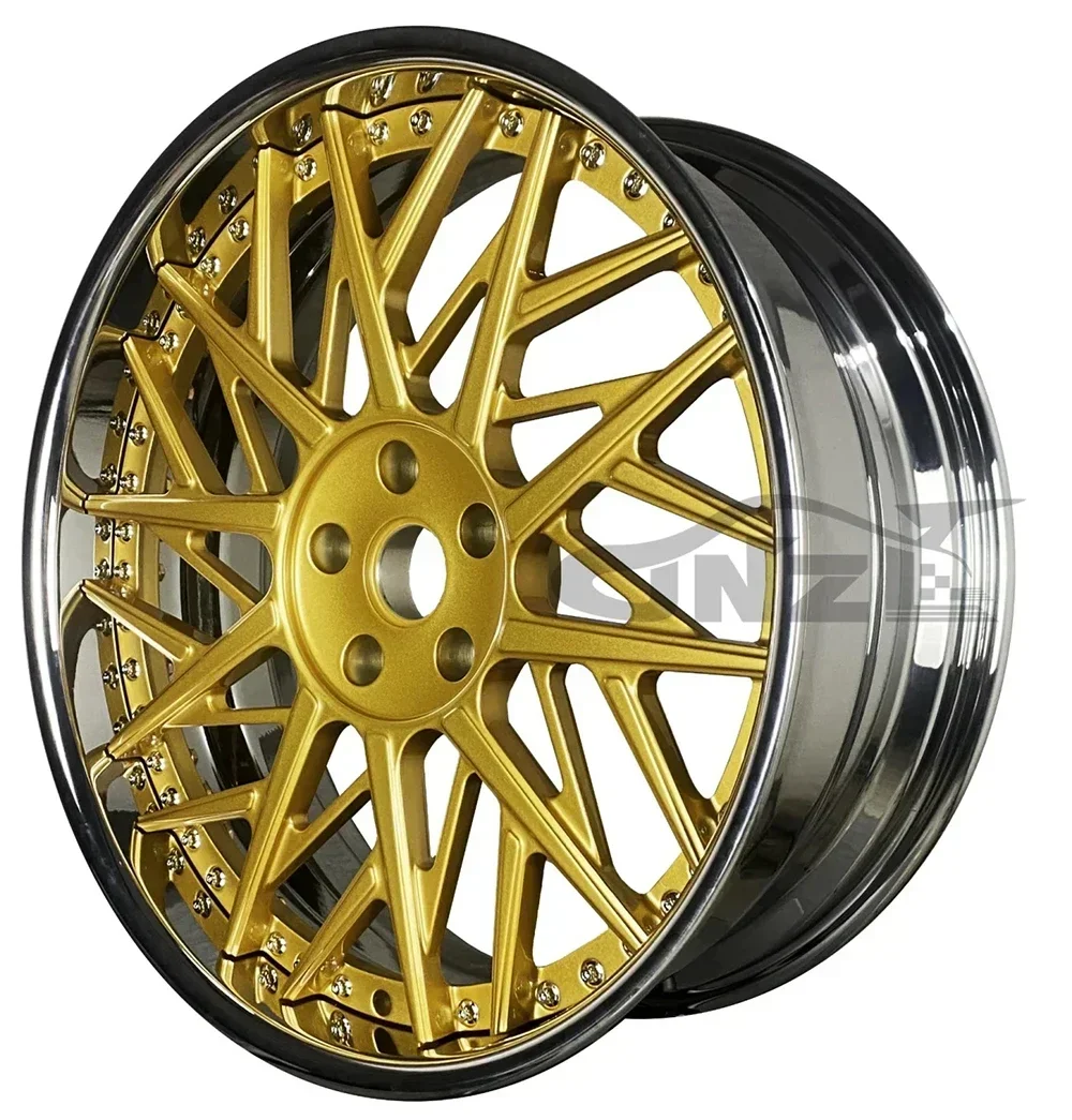 18 20 นิ้ว chrome barrel gold face จานลึกขอบอลูมิเนียมเว้าลึกปลอมแปลงล้อ 5x114.3