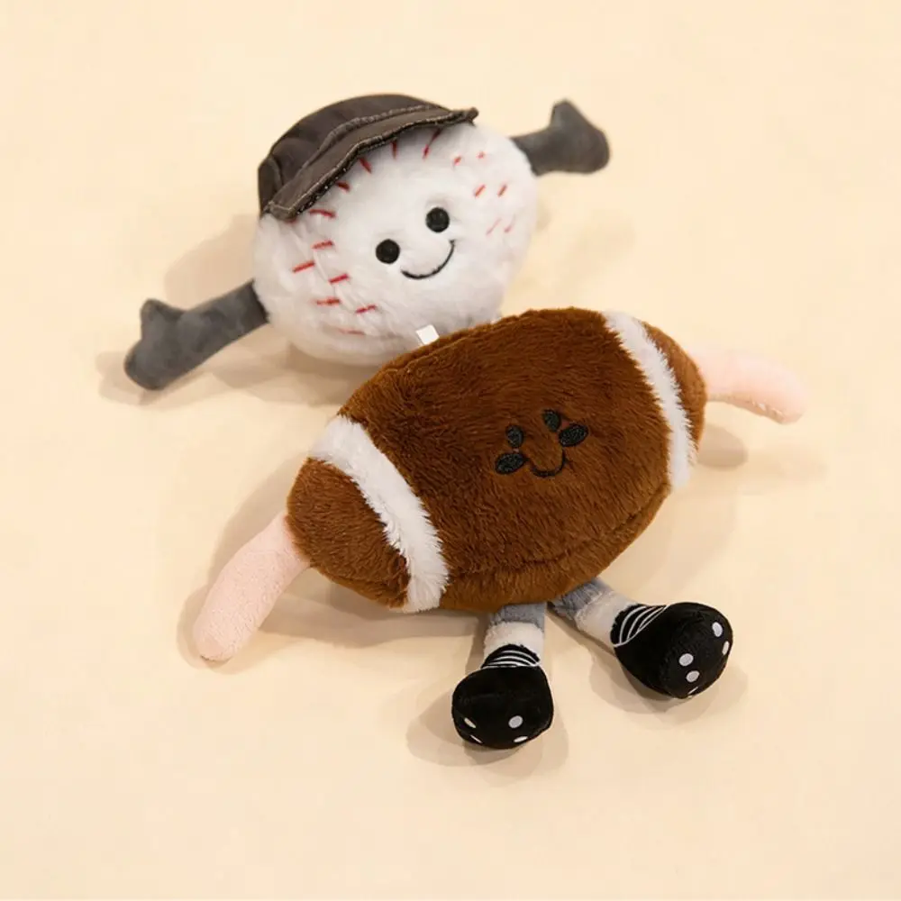 Rugby Tennis Calcio Peluche Borsa carina Portachiavi con ciondolo da basket affascinante Espressione creativa del volto sorridente Bambola di peluche da golf