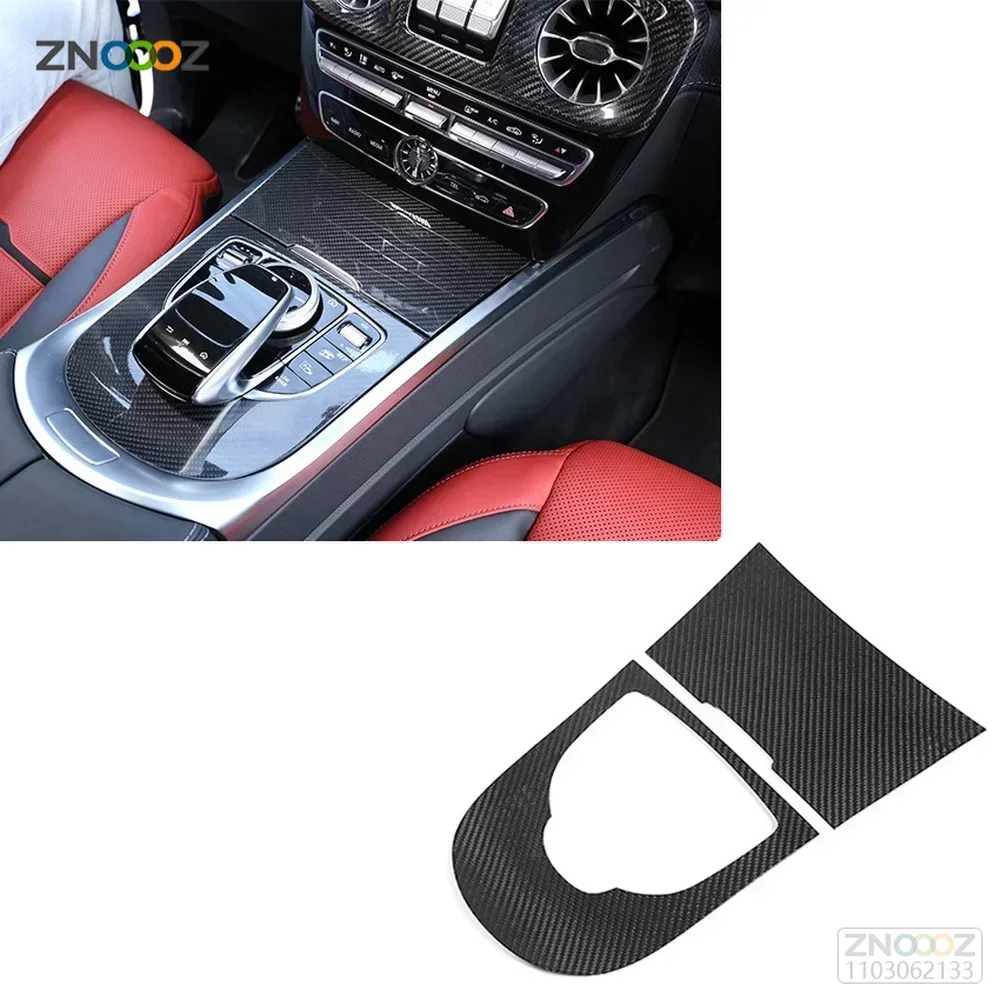 For Mercedes Benz G Class W464 G63 AMG G350 G500 2019+ Real Carbon Fiber Car Central Control Gear Shift Knob Panel Cover 2pcs