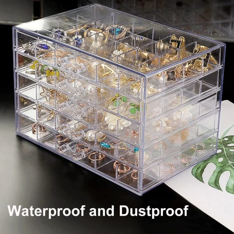 صندوق تخزين المجوهرات الشفاف 72/79/120 شبكات حامل عرض بلاستيكي متعدد الطبقات مع درج منظم ألماس الأظافر فن الأظافر #2