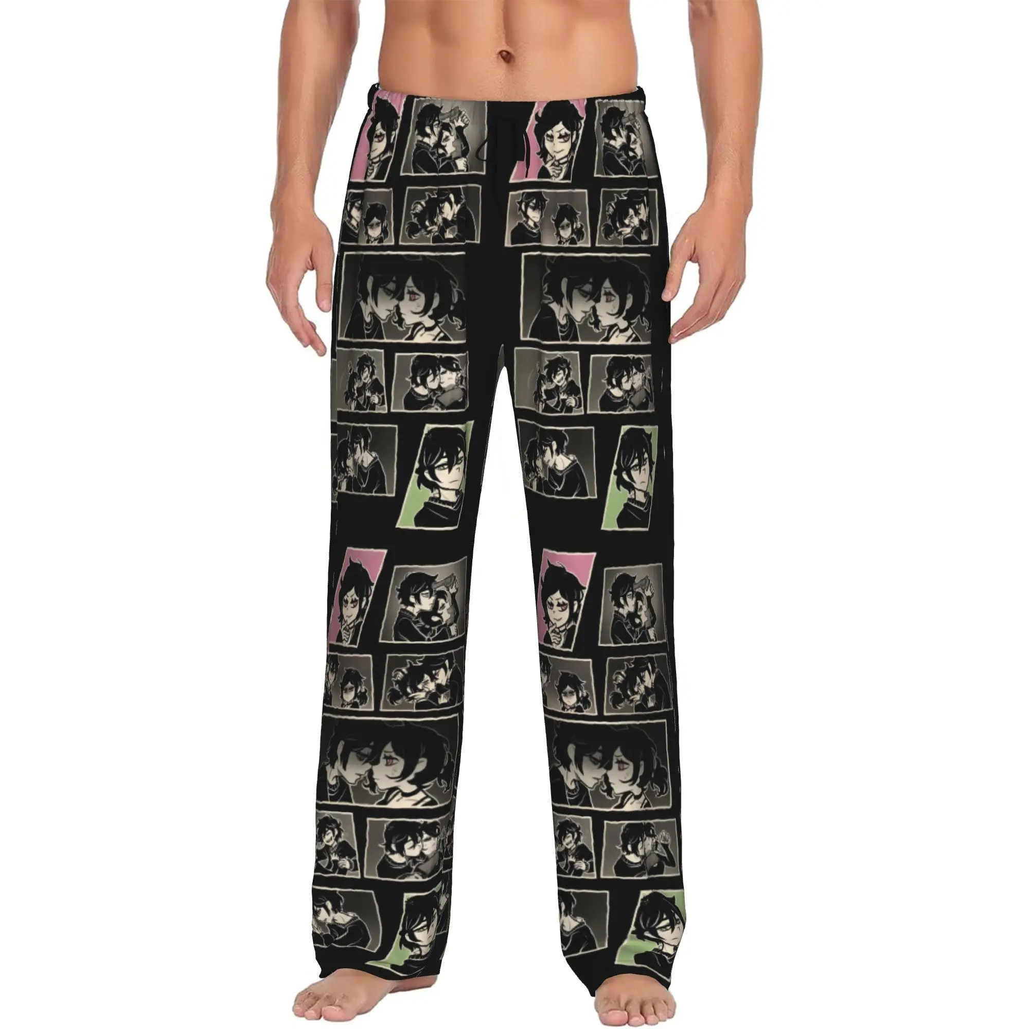 Custom Men The Coffin of Andy and Leyley Pajama Pants Print Horror Puzzle Game Sleep Sleepwear Bottoms with Pockets
